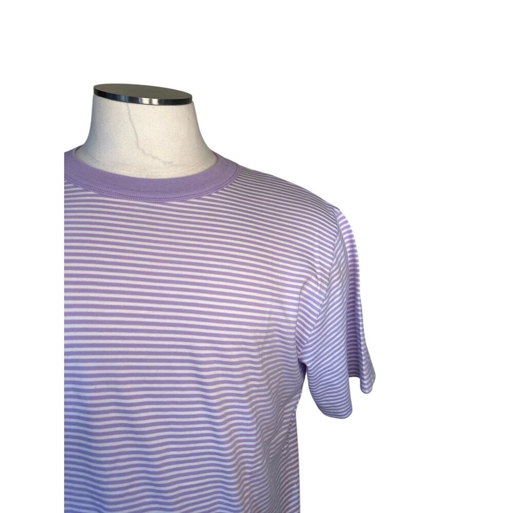 Men XL Armor Lux Short Slv Tee T-Shirt Top Lavender Milk Organic Stripe France - Picture 3 of 7